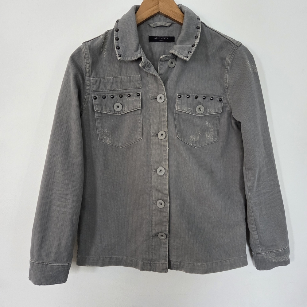 All Saints Studded Button Down Jacket